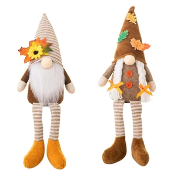 חג ההודיה Gnome הכובע עלה מייפל דקורטיביים פסל אמנות ליפול הביתה W3JE