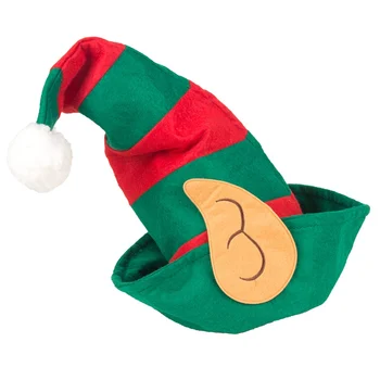 חג המולד שדון כובע למבוגרים אדום, ירוק עם פסים עיצוב כובעים של סנטה עם לבן פום פום קישוטים למסיבת כובע חג המולד מסיבת אביזרים