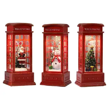 חג המולד תא טלפון, שולחן אור לקשישים מעוטר קישוטים לעץ חג המולד שלג קישוט הבית באביזרים
