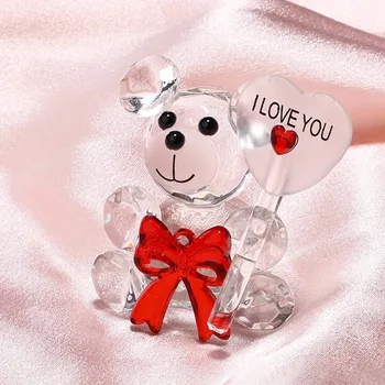 יום האהבה, מתנה אני אוהבת את קריסטל דוב זכוכית מלאכותי רוז פרחים אמהות יום החתונה מתנה לאורחים עיצוב הבית