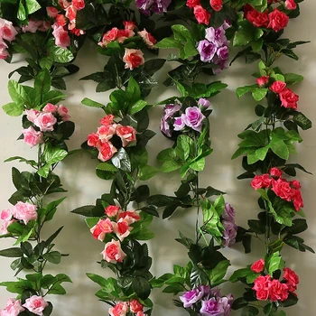 סימולציה רוז קש תלייה על קיר חתונה קישוט פרחים מזויפים התקרה צמחים מלאכותיים
