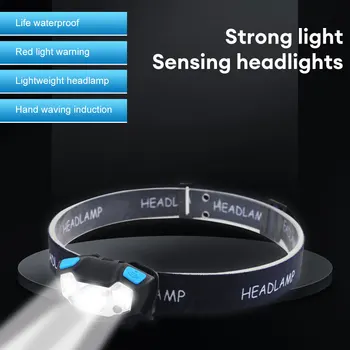 פנס חזקה הגוף חיישן תנועה הראש פנס נטענת USB LED פנס עמיד למים חיצוני קמפינג פלאש אור